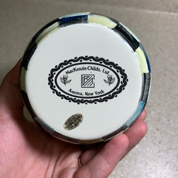 MacKenzie-Childs Checkered Pot - Black, White, Cream - Picture 6 of 9